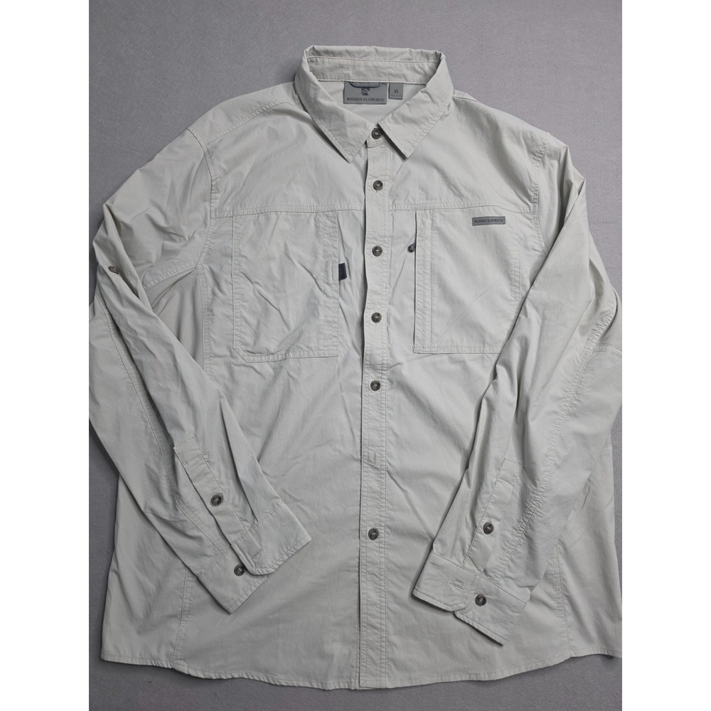 Rugged Elements Shirt Mens XL Gray Stretch Long Sleeve Button-Up Everyday Wear